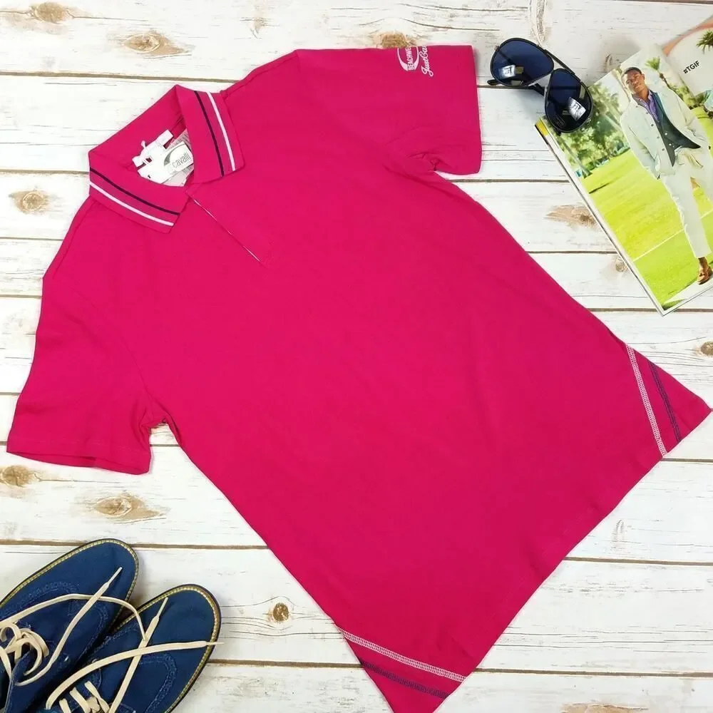 New Just Cavalli Men XS / 46 Pink Classic Polo T-Shirt Summer Top Short Sleeve - Picture 1 of 5